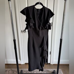 Knitee Elegant Black Ruffle Dress